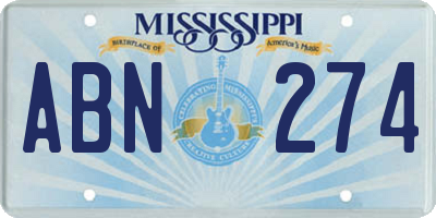 MS license plate ABN274