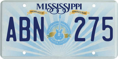 MS license plate ABN275