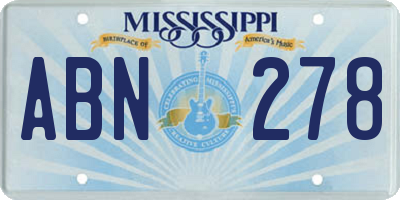 MS license plate ABN278