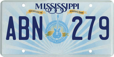 MS license plate ABN279