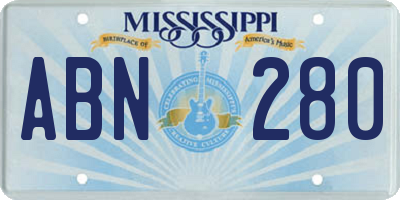 MS license plate ABN280