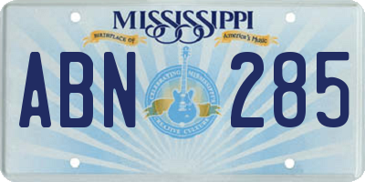 MS license plate ABN285