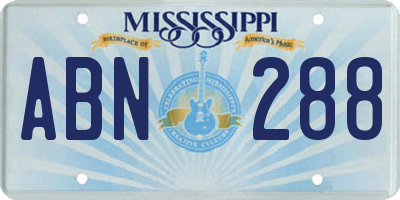 MS license plate ABN288