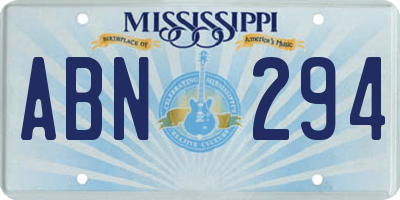 MS license plate ABN294