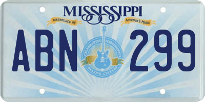 MS license plate ABN299