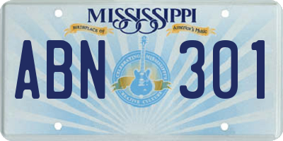 MS license plate ABN301