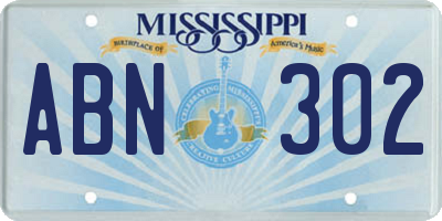 MS license plate ABN302