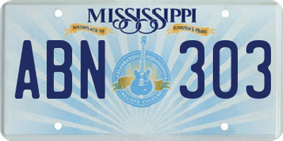 MS license plate ABN303