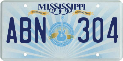 MS license plate ABN304