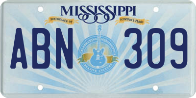 MS license plate ABN309