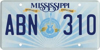 MS license plate ABN310