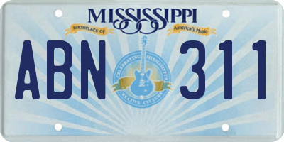 MS license plate ABN311