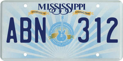 MS license plate ABN312