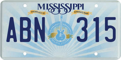 MS license plate ABN315