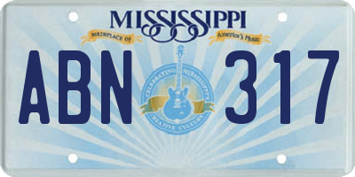 MS license plate ABN317