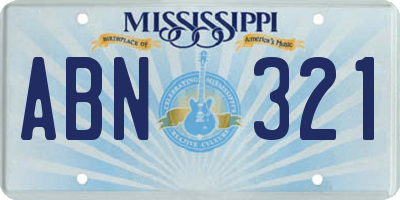 MS license plate ABN321
