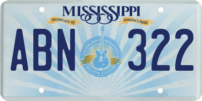 MS license plate ABN322