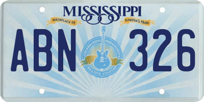 MS license plate ABN326