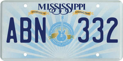 MS license plate ABN332