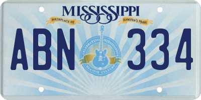 MS license plate ABN334