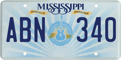 MS license plate ABN340