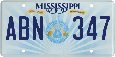 MS license plate ABN347