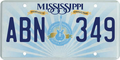 MS license plate ABN349