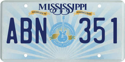 MS license plate ABN351