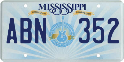 MS license plate ABN352