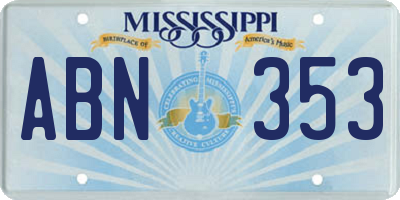 MS license plate ABN353