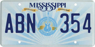 MS license plate ABN354