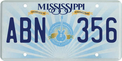 MS license plate ABN356