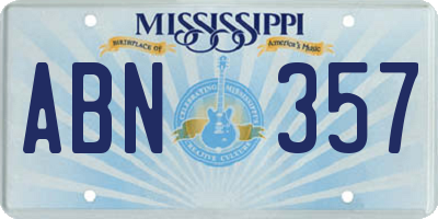 MS license plate ABN357