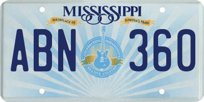 MS license plate ABN360