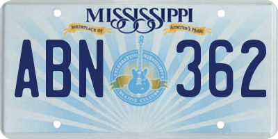 MS license plate ABN362