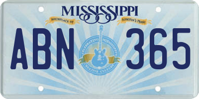 MS license plate ABN365