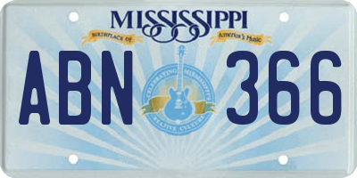 MS license plate ABN366