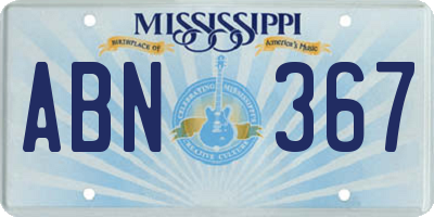 MS license plate ABN367