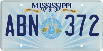 MS license plate ABN372