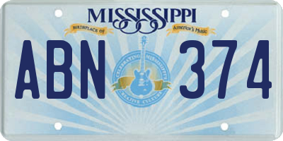 MS license plate ABN374