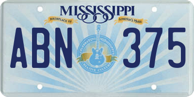 MS license plate ABN375