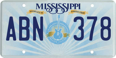 MS license plate ABN378