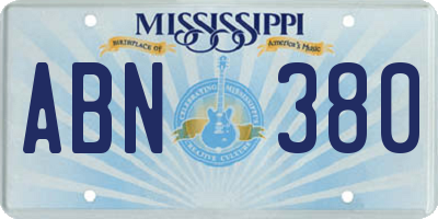 MS license plate ABN380