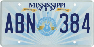 MS license plate ABN384