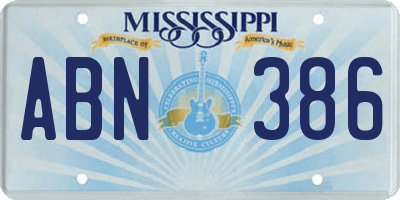 MS license plate ABN386