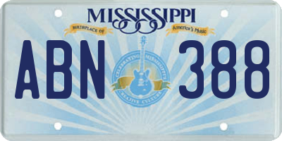 MS license plate ABN388