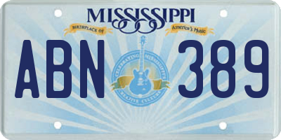 MS license plate ABN389