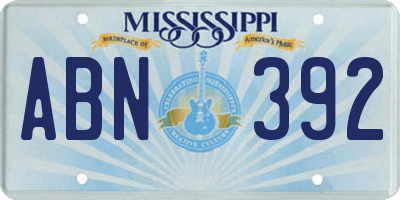 MS license plate ABN392