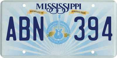 MS license plate ABN394