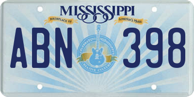 MS license plate ABN398